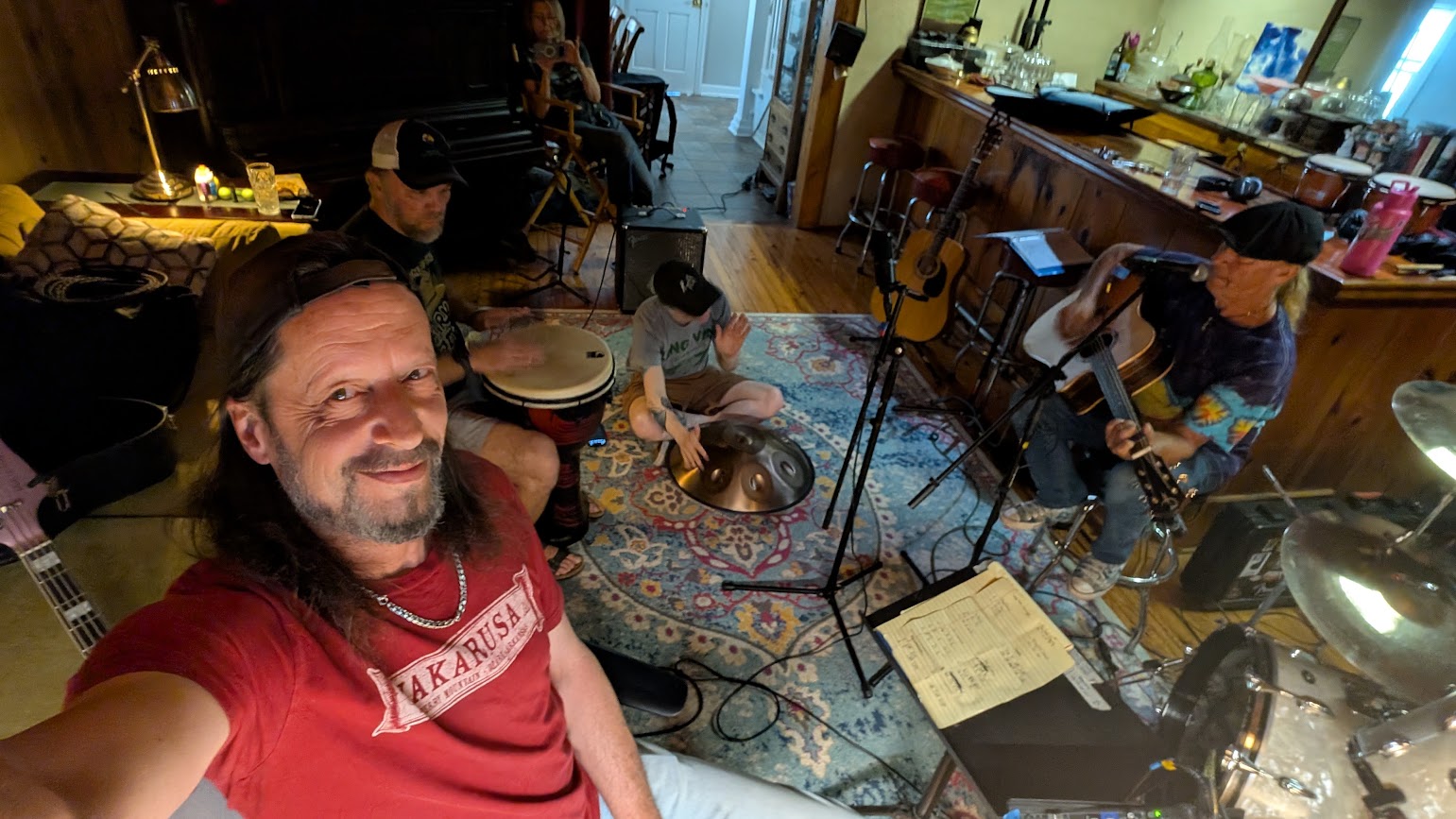 Rodney and musicians sharing a studio session
