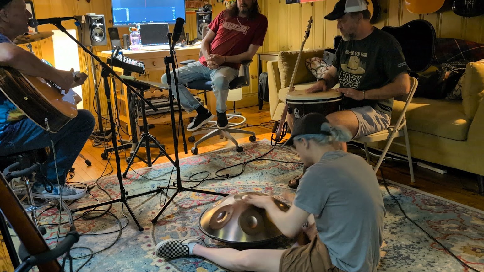 Musicians playing together in the studio