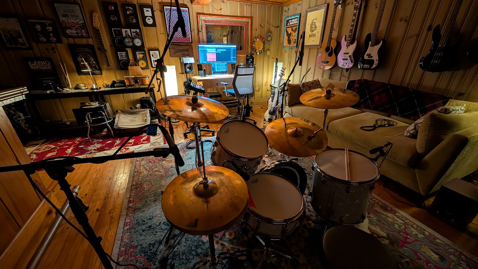 Drum setup in the studio