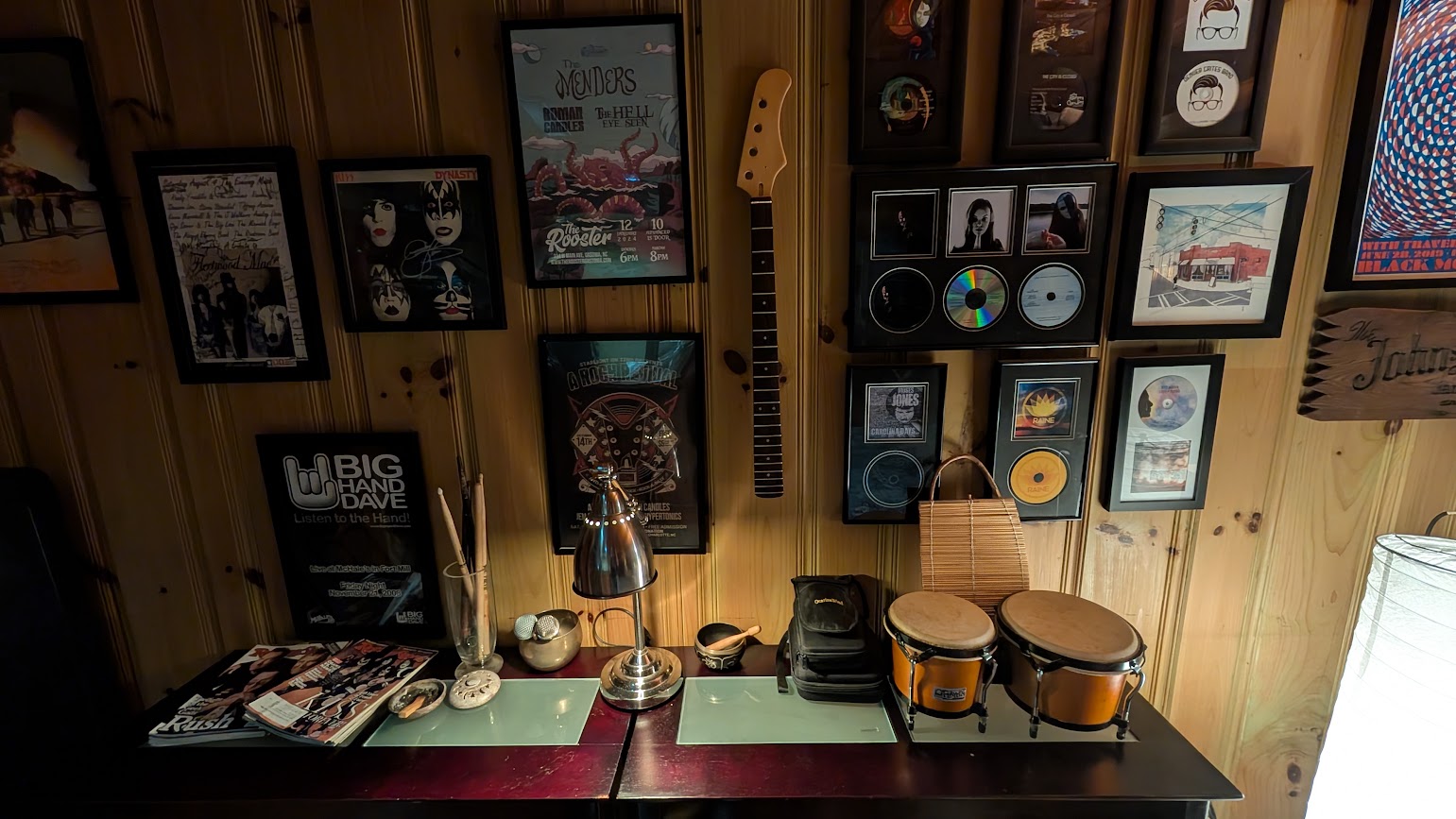 Percussion and music memorabilia in the studio